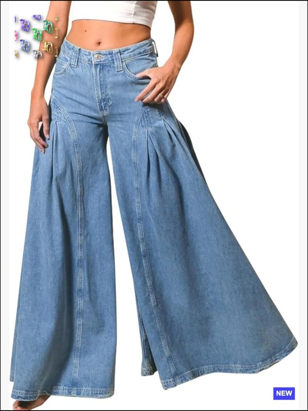 High Waist Bell Bottom Jeans Stretch Flared Wide Leg Vintage Casual Denim Pants
